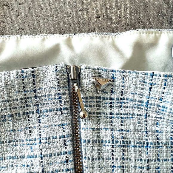 NEW Guess Blue & White Plaid Tweed Crop Top - Picture 7 of 11